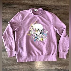 Eleven Paris Skull and flowers Lilac Sweatshirt size large